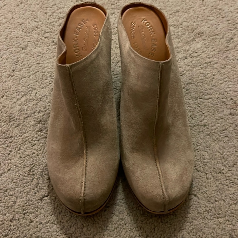 Kork-Ease® Sagano Mules Taupe Suede worn once